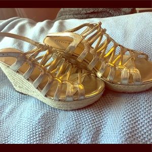 Metallic Gold Sandal Wedges